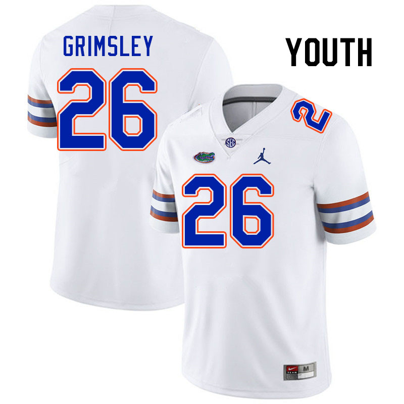 Youth #26 Jameer Grimsley Florida Gators College Football Jerseys Stitched-White